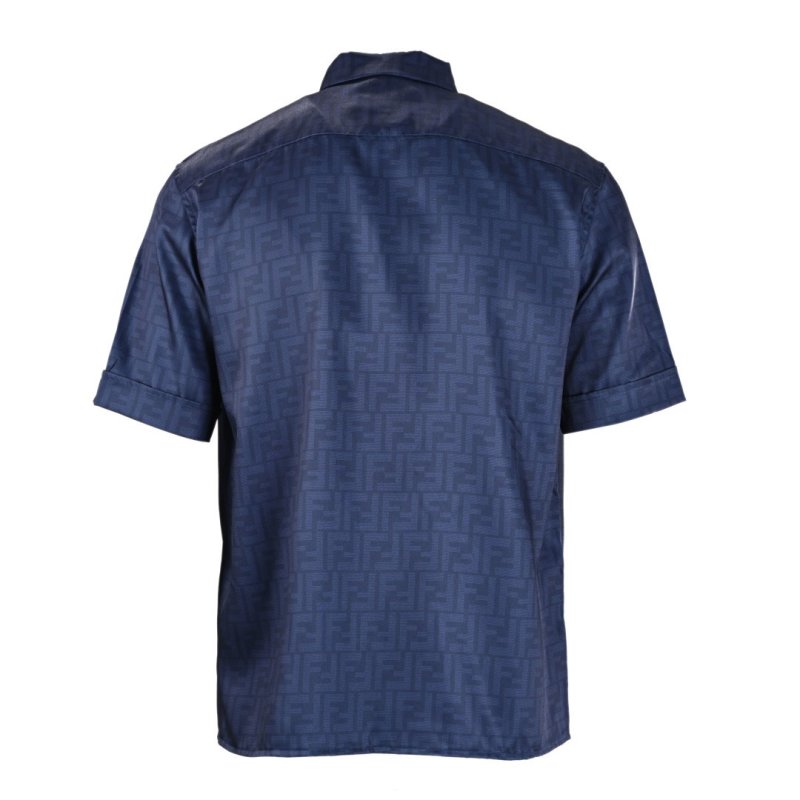 Dark Indigo Denim Button-Up Shirt with Contrast Stripe view