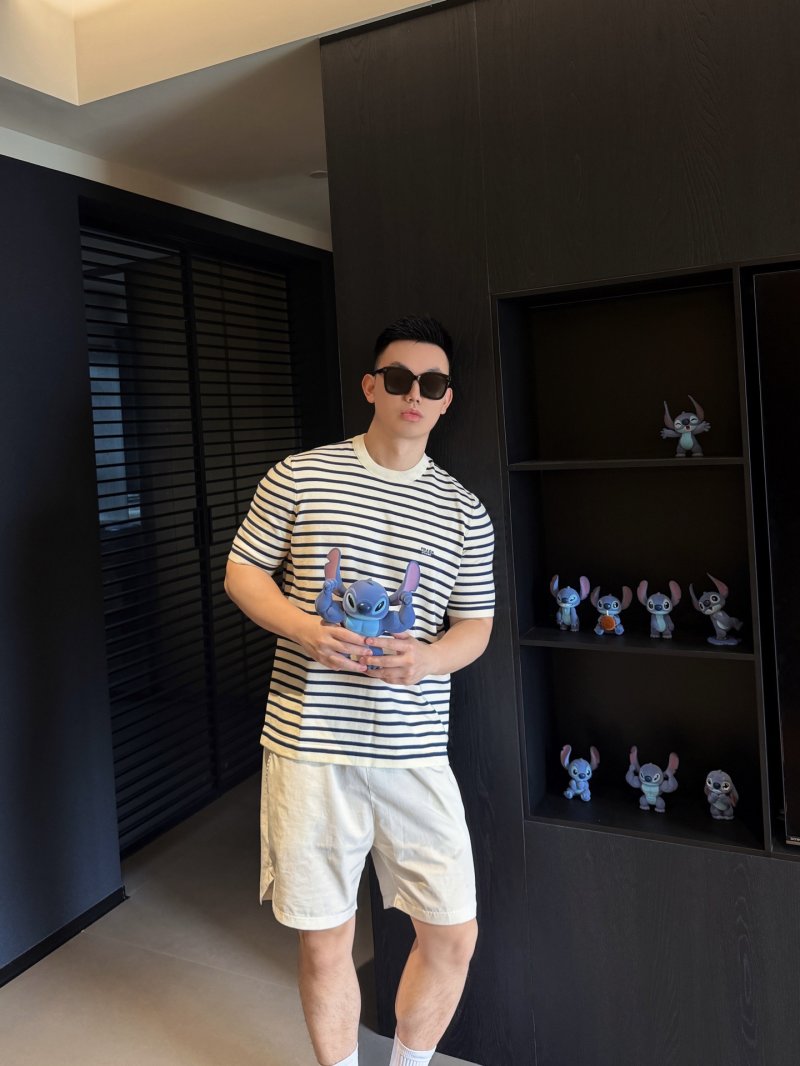 Prada Striped Cream Navy T-Shirt view