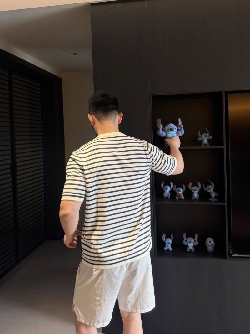 Prada Striped Cream Navy T-Shirt view
