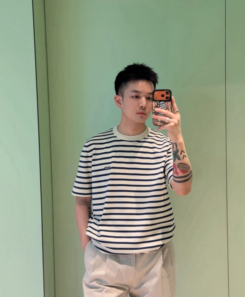 Prada Striped Cream Navy T-Shirt view