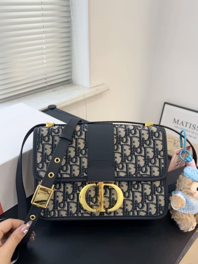Dior CD Monogram Canvas Shoulder Bag Black