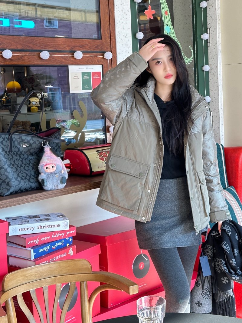 Beige Quilted Down Puffer Jacket with Hood view