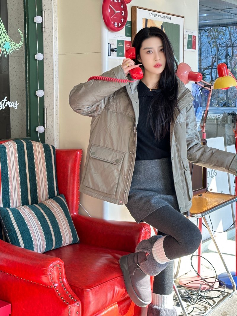 Beige Quilted Down Puffer Jacket with Hood view