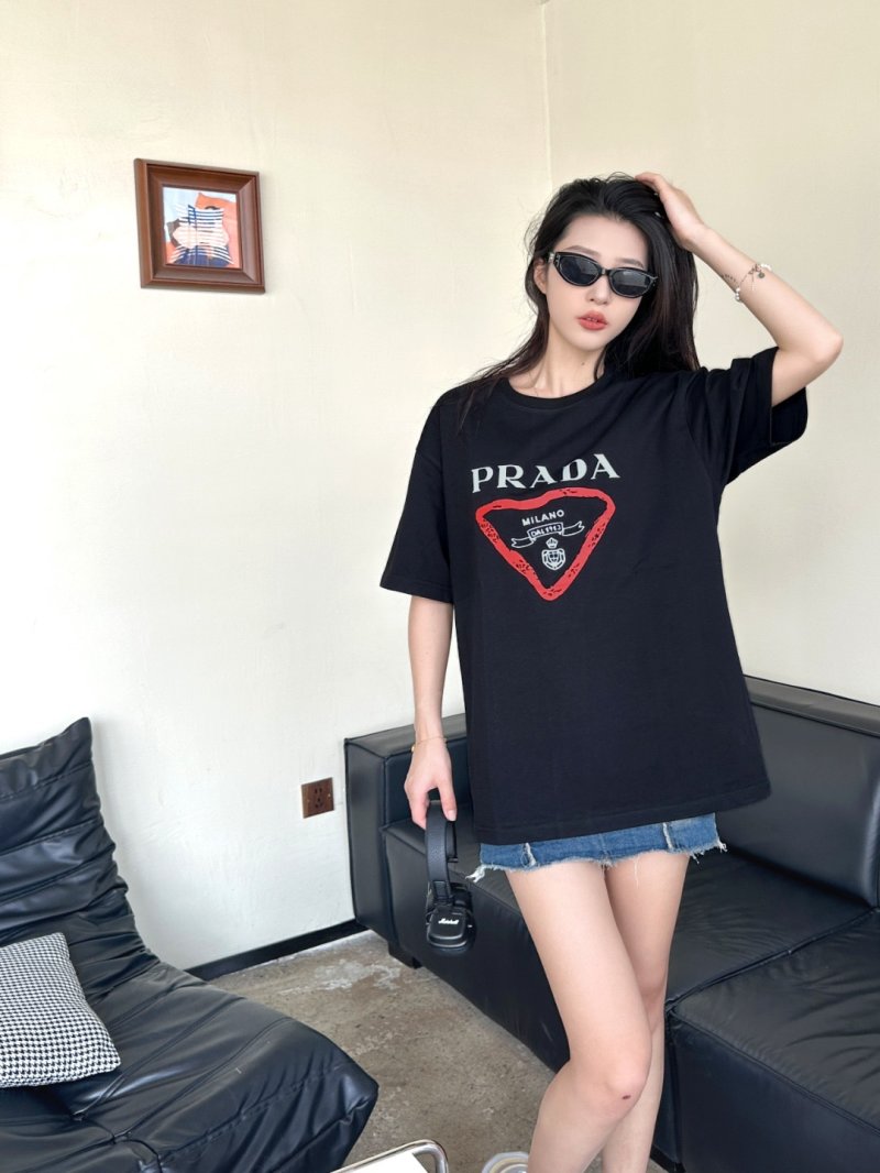 Prada Milano Triangle Logo Black T-Shirt