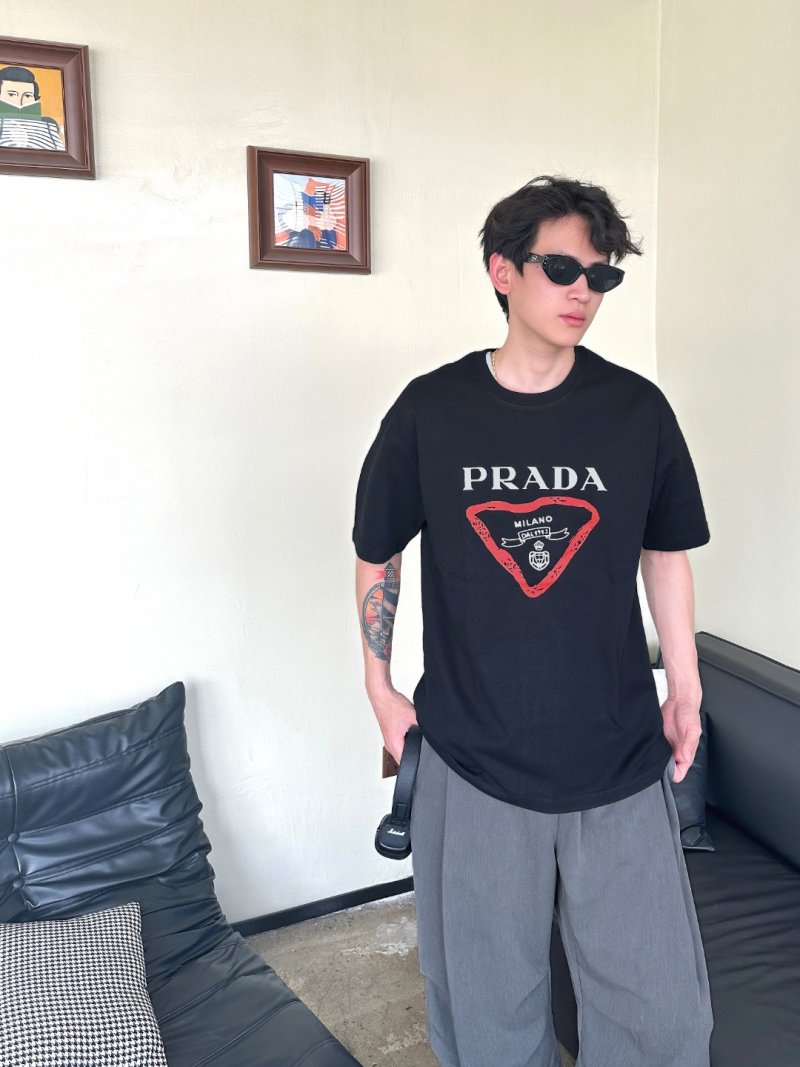 Prada Milano Triangle Logo Black T-Shirt view