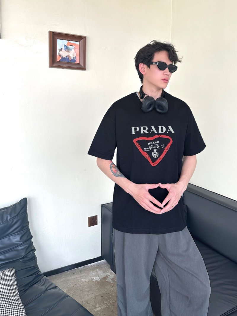 Prada Milano Triangle Logo Black T-Shirt view