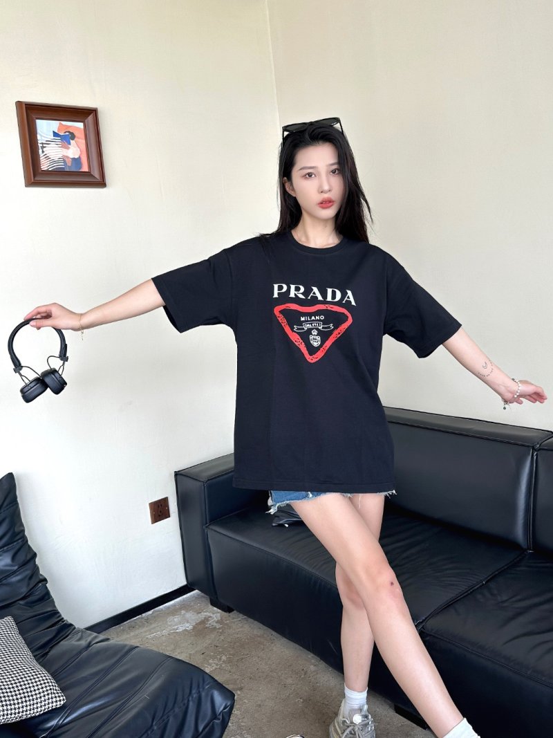 Prada Milano Triangle Logo Black T-Shirt view