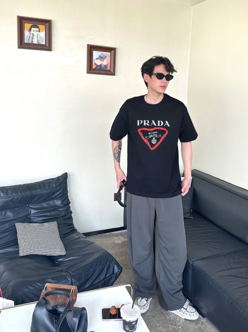 Prada Milano Triangle Logo Black T-Shirt view