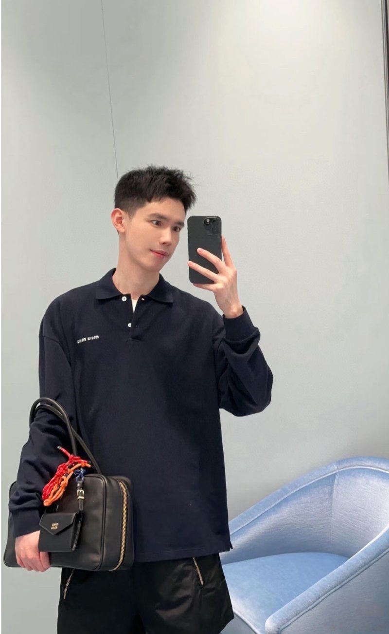 Black Long Sleeve Polo Shirt