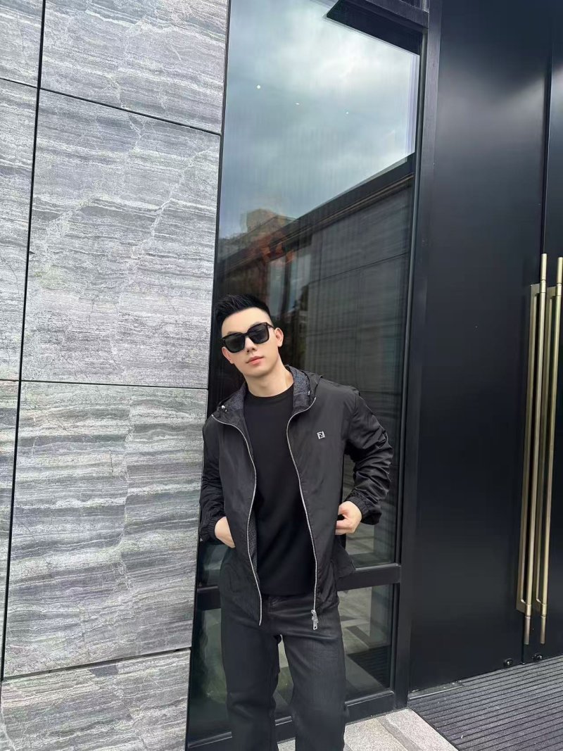 Fendi Black Nylon Hooded Windbreaker Jacket view