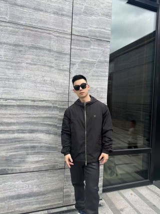 Fendi Black Nylon Hooded Windbreaker Jacket view 3