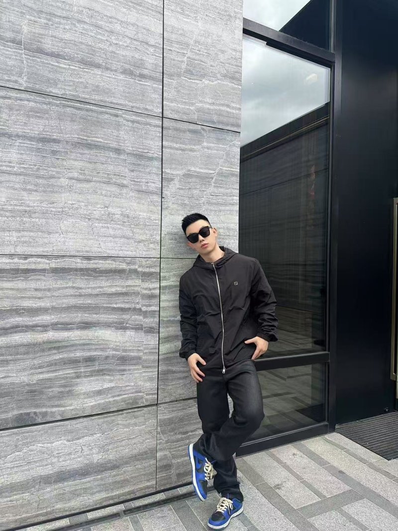 Fendi Black Nylon Hooded Windbreaker Jacket view