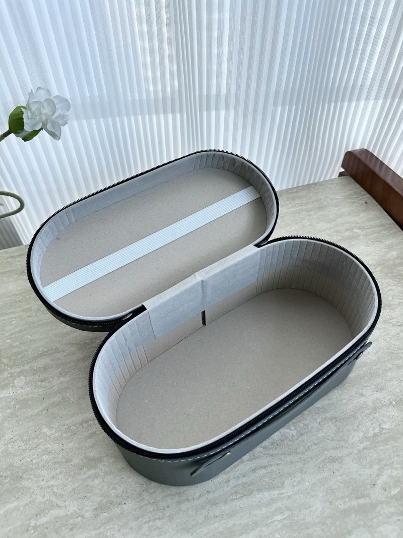 Black Leather Storage Organizer Case with Dividers