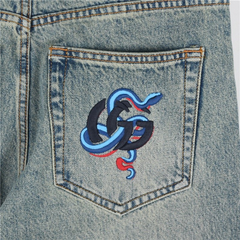 Light Wash Denim Jeans with Embroidered Back Pocket view