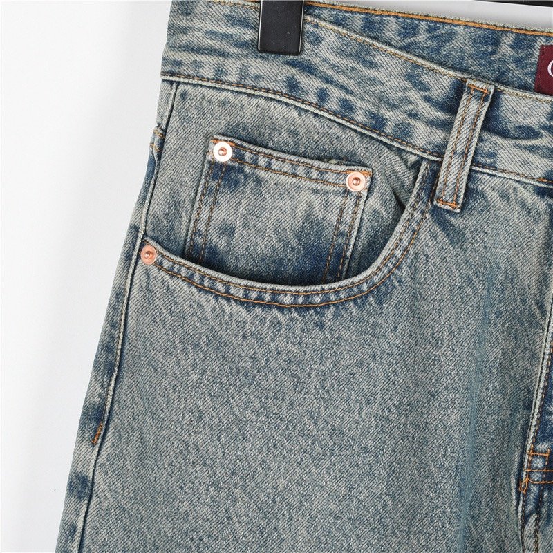 Light Wash Denim Jeans with Embroidered Back Pocket view