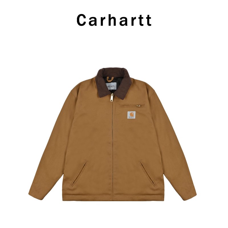 Carhartt Detroit Jacket Tan with Burgundy Collar view