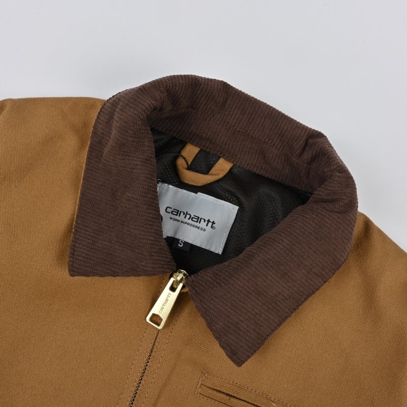 Carhartt Detroit Jacket Tan with Burgundy Collar view