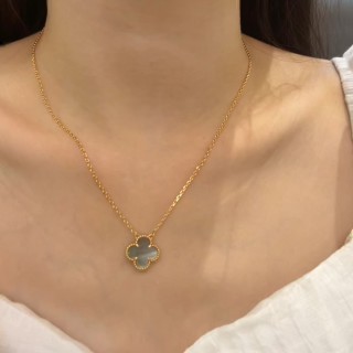 Gold Clover Pendant Necklace with Mother of Pearl video