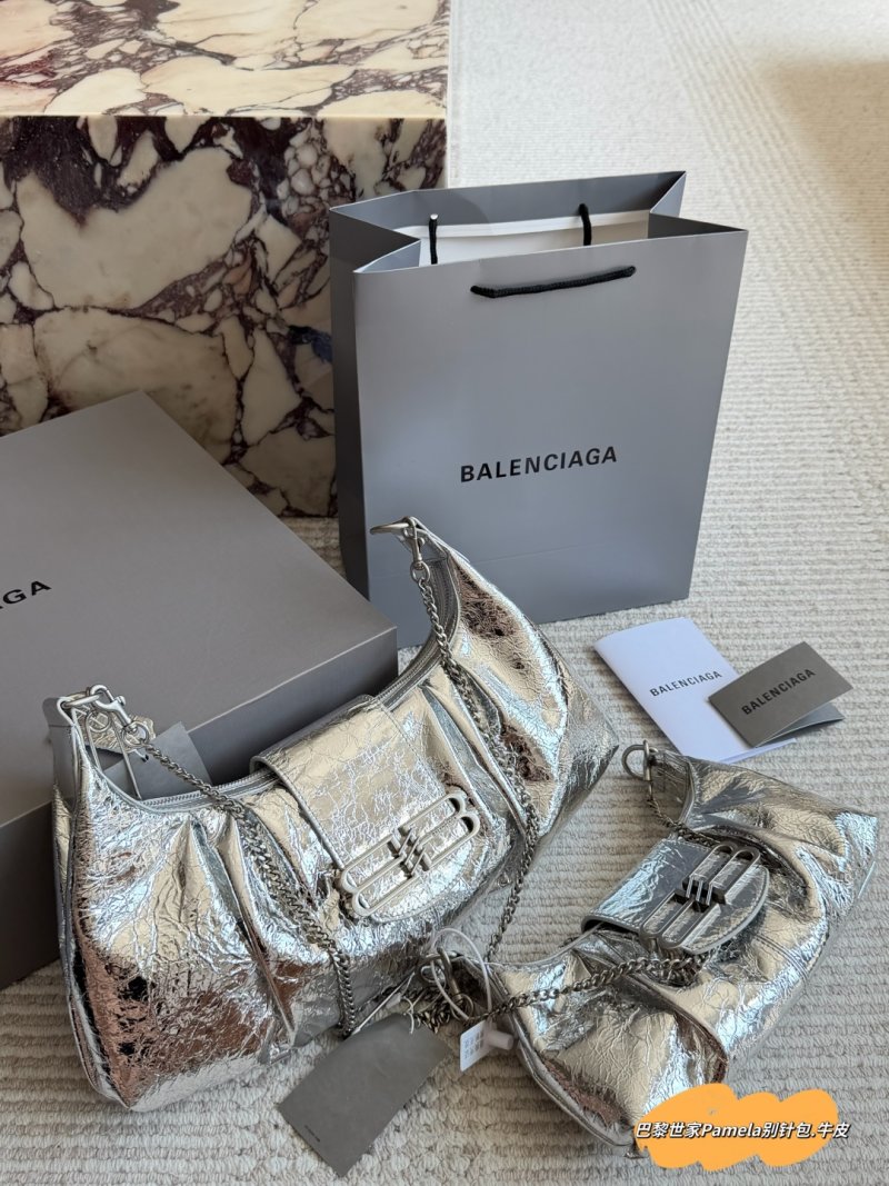 Balenciaga Pamela Pin-Buckle Shoulder Bag Black