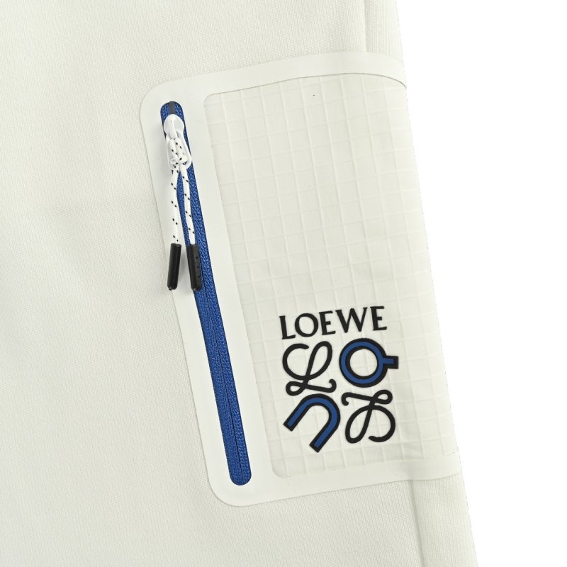 Loewe Anagram White Shorts with Blue Drawstring view