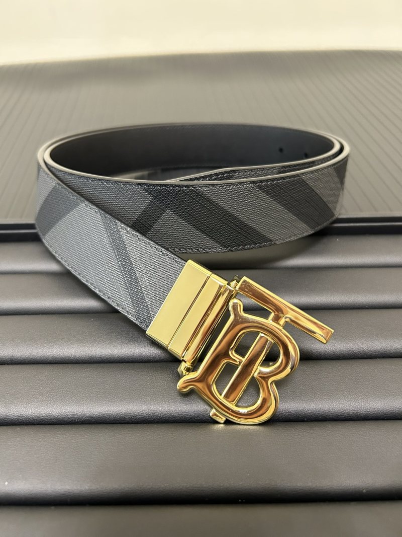 Burberry London Check Belt Gold Buckle Gray