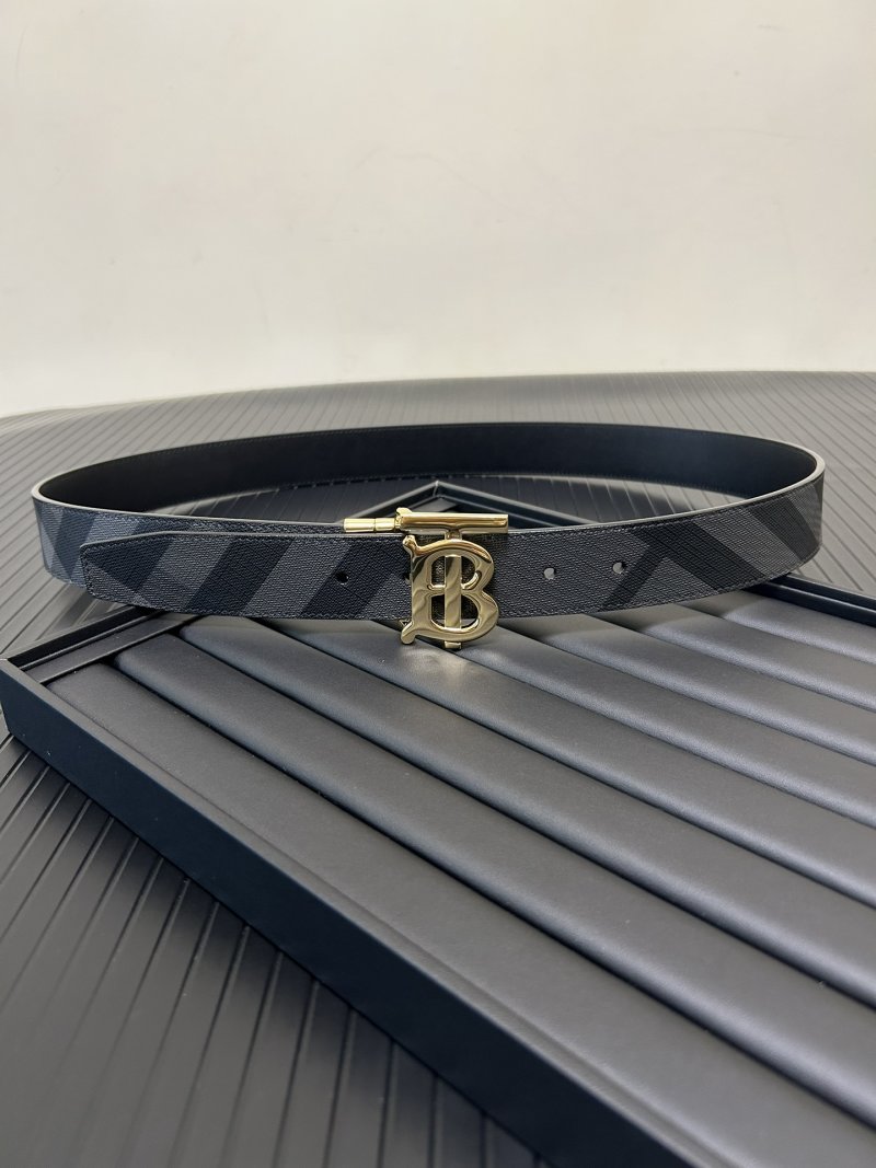 Burberry London Check Belt Gold Buckle Gray view