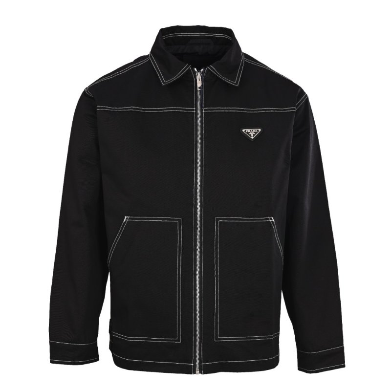 Prada Contrast Stitch Canvas Jacket Black
