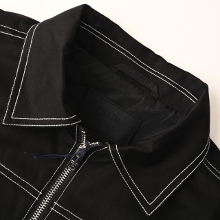 Prada Contrast Stitch Canvas Jacket Black view 4