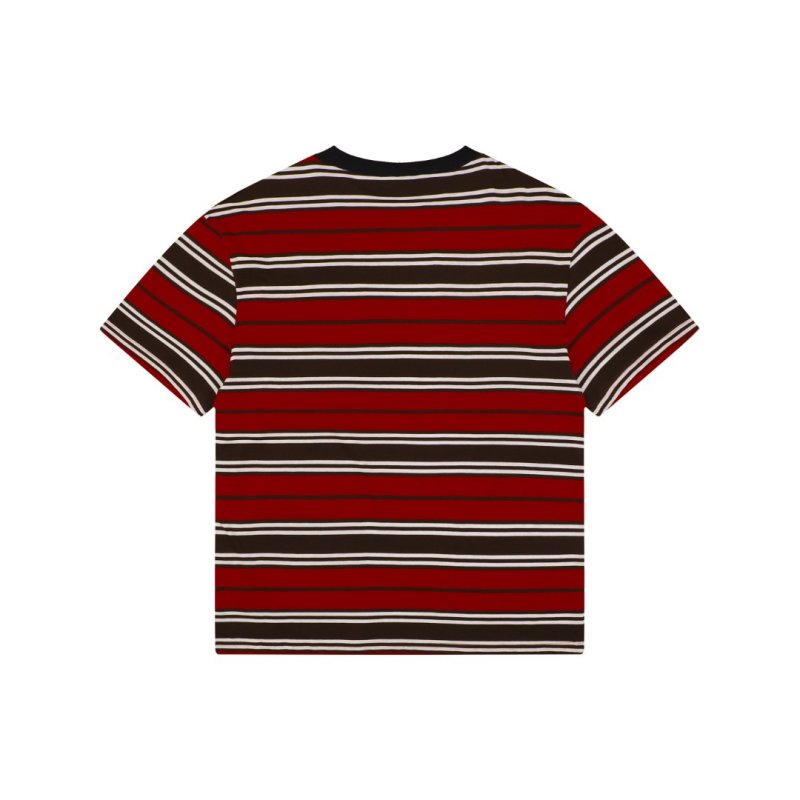 Red Black White Striped Short Sleeve T-Shirt view
