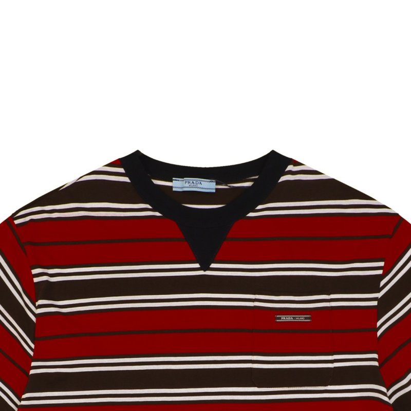 Red Black White Striped Short Sleeve T-Shirt view