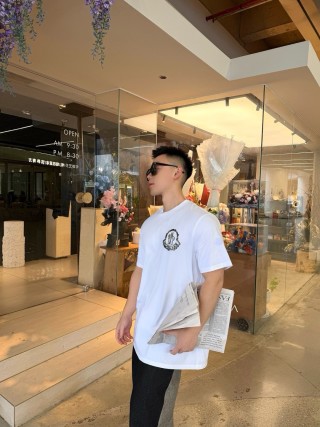 Moncler White Logo Newspaper Print T-Shirt view 3