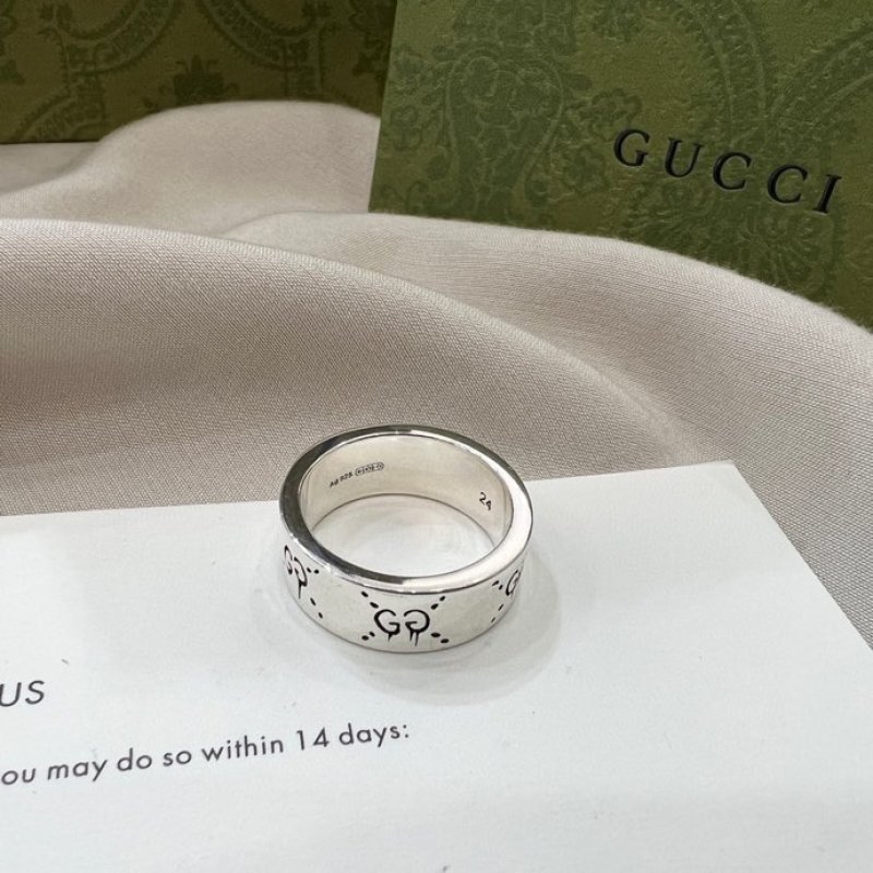 Gucci Ghost Double G Silver Ring view