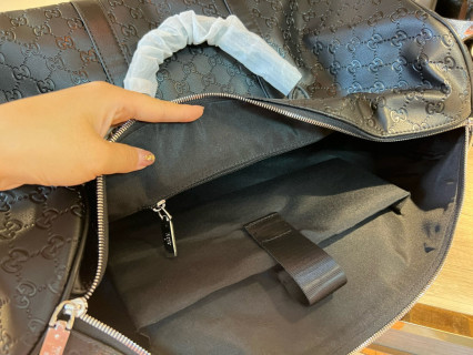 Gucci Black Monogram Embossed Travel Duffel Bag view 8
