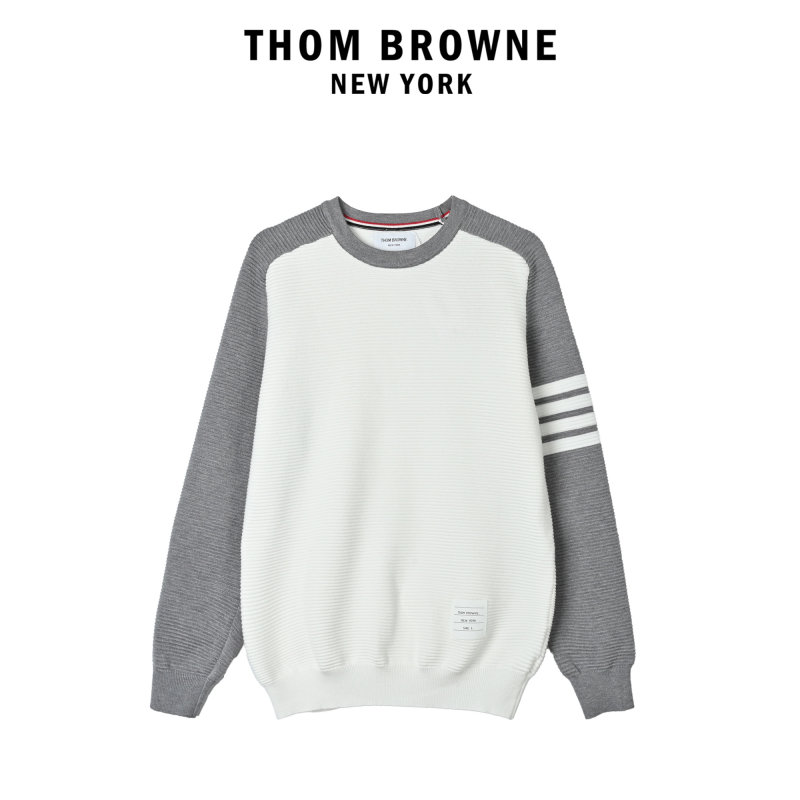 Color-Block Crewneck Sweatshirt - White & Grey view