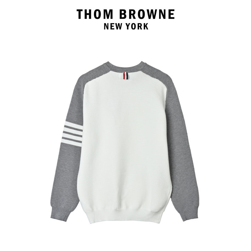 Color-Block Crewneck Sweatshirt - White & Grey view