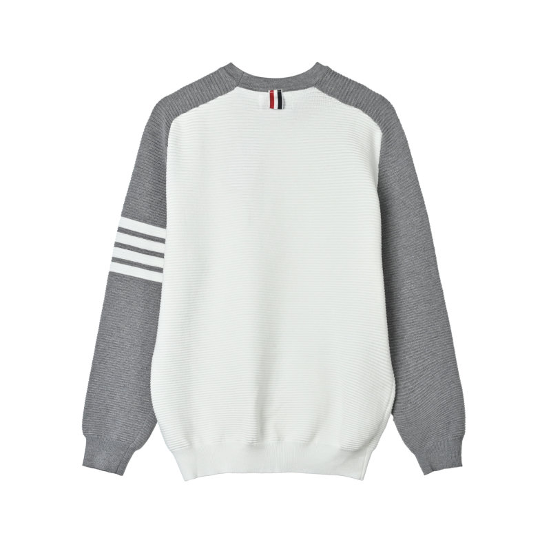 Color-Block Crewneck Sweatshirt - White & Grey view