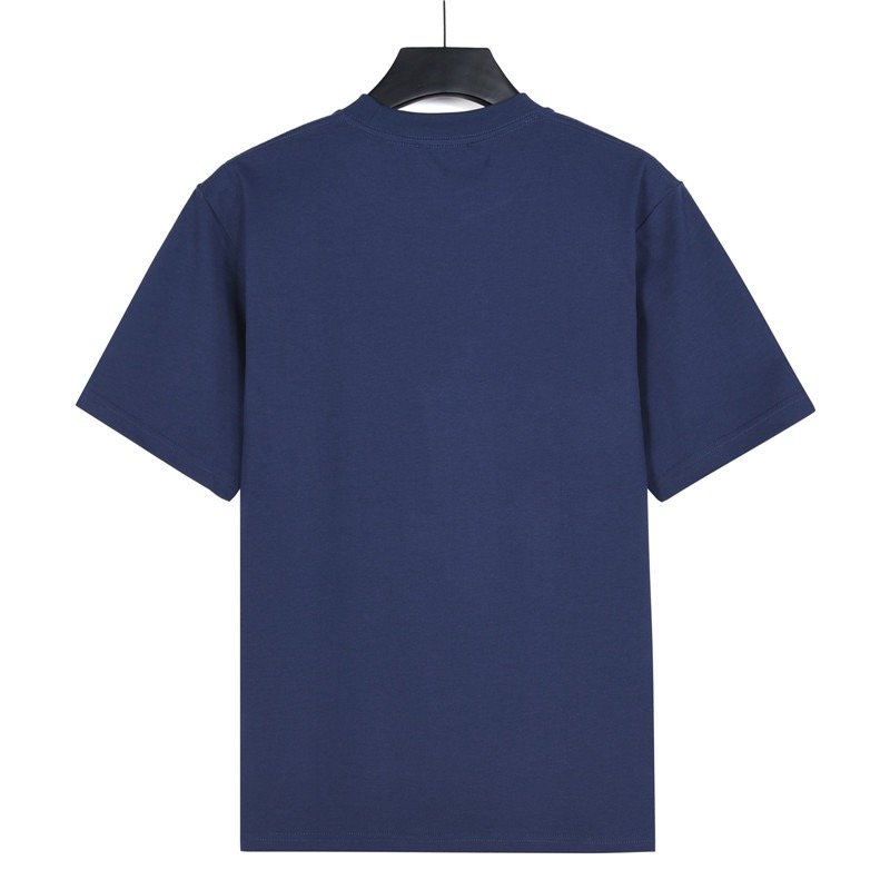Navy Short Sleeve T-Shirt with Embroidered Floral Chest Logo view