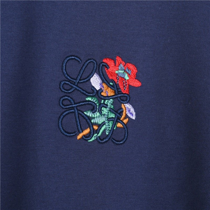 Navy Short Sleeve T-Shirt with Embroidered Floral Chest Logo view