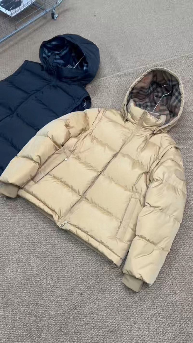 Premium Puffer Down Jacket - Cream & Navy
