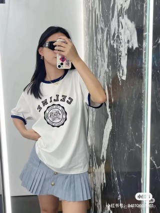Givenchy White Crest Logo T-Shirt with Navy Trim view 3