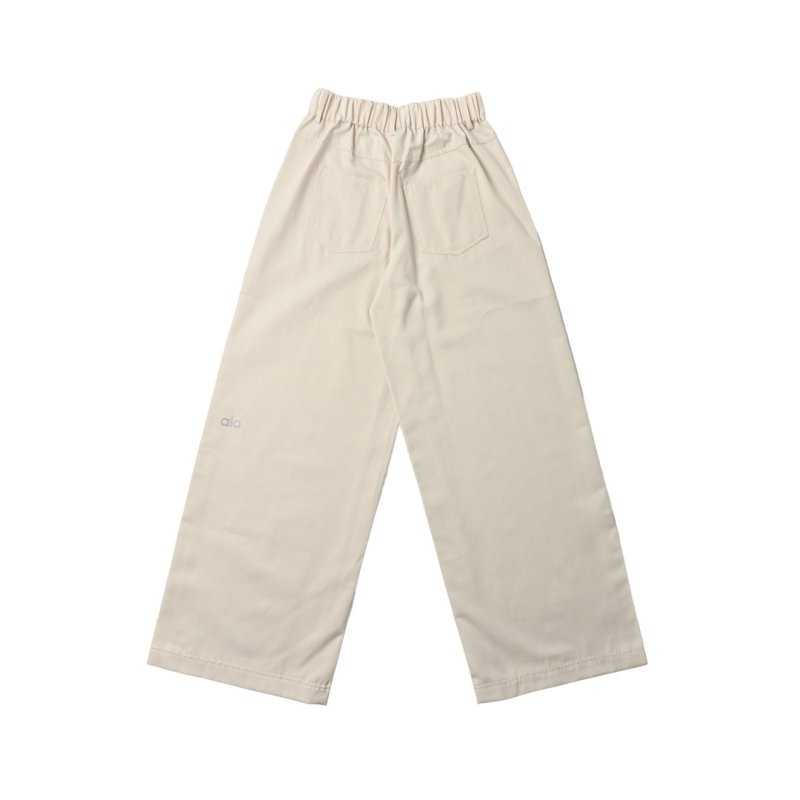 Cream Wide-Leg Satin Trousers view