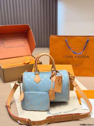 Louis Vuitton Speedy P44 Monogram Denim Blue Handbag view 9