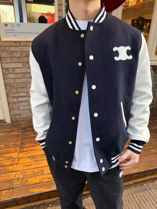 Black & White Varsity Bomber Jacket view 4