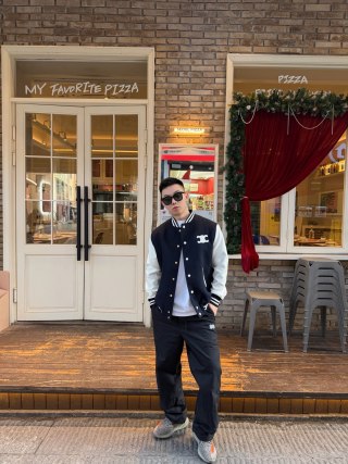 Black & White Varsity Bomber Jacket view 6