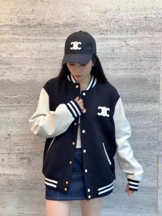Black & White Varsity Bomber Jacket view 7