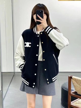 Black & White Varsity Bomber Jacket view 8