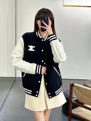 Black & White Varsity Bomber Jacket view 9