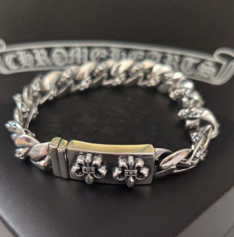 Chrome Hearts Cross Charm Silver Chain Bracelet
