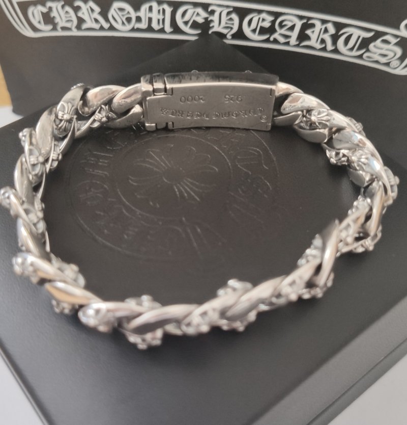 Chrome Hearts Cross Charm Silver Chain Bracelet view
