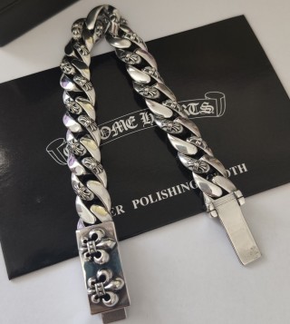Chrome Hearts Cross Charm Silver Chain Bracelet view 3